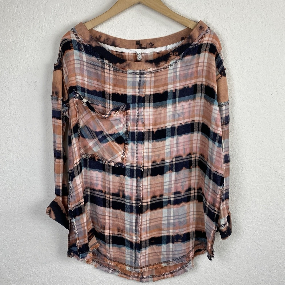 Intimately Free People XS Fresh In Flannel Tunic Top Off The Shoulder Lounge